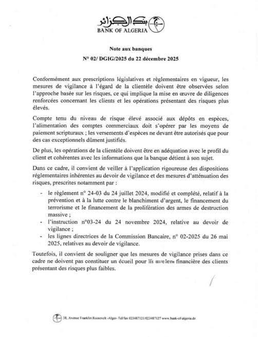 Transactions en cash : la Banque d’Algérie change les règles, mais… 1 1000119147