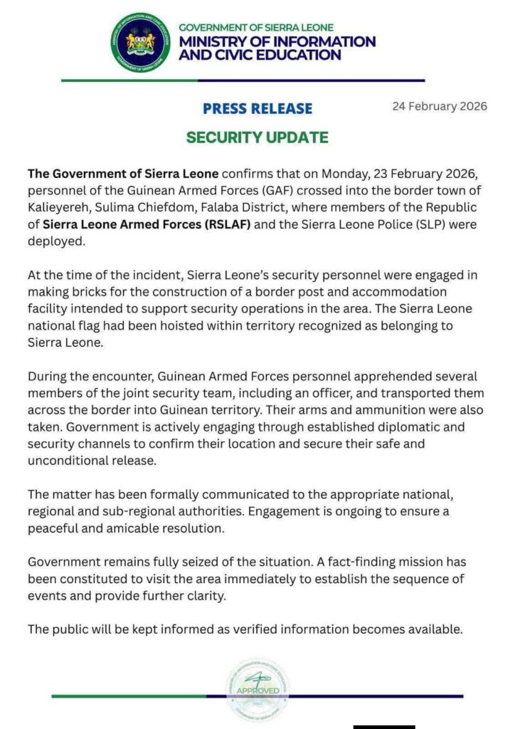 Échanges d'accusations entre Freetown et Conakry sur fond de crise diplomatique ! 1 1000133195